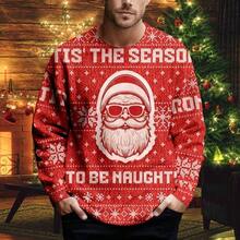 Suter feo de Navidad para hombre, novedoso estampado de pxeles de Pap Noel con manga larga para fiestas de da festivo - Papá Noel con bloques 7 + CH - Ver 6