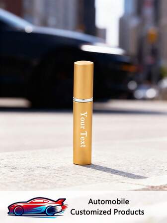 1pc Customized Text Car Perfume Refillable Bottle, Gold, Compact And Portable Car Fragrance Bottle, Customizable Text, Unique And Fashionable, Suitable For Home And Travel