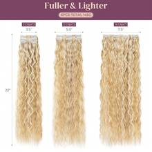 Clip In Hair Extensions, 6PCS Curly 24inch Long Synthetic Clip On Hairpiece For Women Dark Blonde With Highlights,DarkBlondewithHighlights-Wavy - 深金色挑染波浪捲髮 - 查看 3