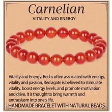LPBeads Handmade Natural Gemstone Stretch Elastic Bracelet Healing Crystal Round Stone Beads Jewelry Gifts For Women Men,8mm,Carnelian - đá mã não - Xem 1