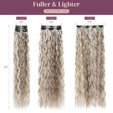 Clip In Hair Extensions, 6PCS Curly 24inch Long Synthetic Clip On Hairpiece For Women Ash Brown With Blonde Highlights,AshBrownwithBlondeHighlights-Wavy - AshBrownwithBlondeHighlights-Wavy - Xem 3