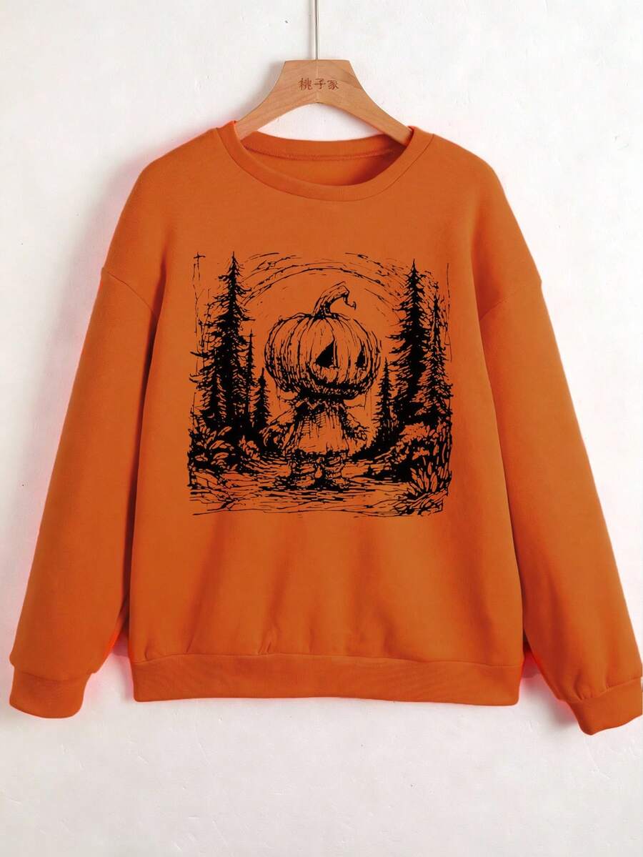 Halloween Scary Pumpkin Black Forest Halloween, Women Winter Clothes, Women Fall Clothes, Nightmare Before Christmas, Halloween, Halloween Costumes For Women, Women's Casual Loose Fit Round Neck Long Sleeve Sweatshirt - Multicolor - View 1