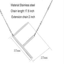 MOMOL Sideways Initial Necklace 18K Gold Plated Stainless Steel Large Big Letters Pendant Necklace Script Name Monogram Necklaces For Women,F - f - 查看 5