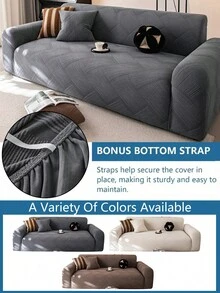 1pc All-Season Stretchy Sofa Cover, Anti-Slip Full Coverage Sofa Seat Cushion Slipcover, Machine Washable Dust-Proof Sofa Blanket, Pet-Friendly For Bedroom, Office, Living Room, Single/2/3/4 Seater - Grey - View 3
