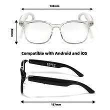 SENBONO AI Translation Smart Glasses, Support Real-Time Translation Of Over 100 Languages, Unisex Multifunctional Audio Glasses With Built-In Microphone And Speaker, Can Answer/Reject Calls, Adjust Volume, Play Music And Make Voice Calls, Suitable For Daily Office Wear