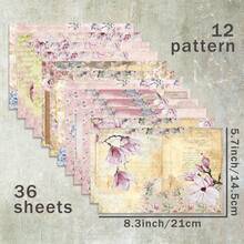 36 Sheets A5 Pink Flower & Bird Background Scrapbooking Paper, Suitable For Bullet Journals, Collages, Cards, Albums And Crafts - Baby Pink - View 7