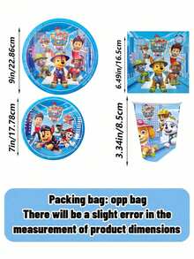 Party Decor Paw Patrol Cartoon Blue Theme Party Tableware Set (Paper Cups/Plates/Cake Dishes/Dessert Plates) - Party Supplies Disposable Party Decorations For Christmas/Birthday Celebration - Multicolor - View 9