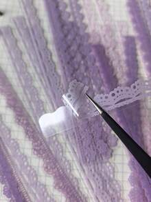 40入/包 紫色蕾絲花卉貼紙，DIY剪貼簿、手帳、日記裝飾貼紙，趣味貼紙，適用筆電、Kindle、手機，學校用品 - 均碼 - 查看 5