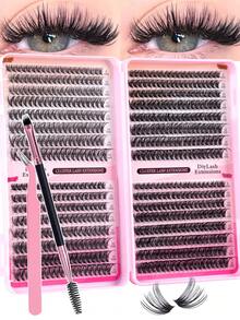 MEM 640/580/480片装假睫毛，30D+40D+50D+60D D型卷翘睫毛，长度10-16毫米，DIY假睫毛，自然妆效，蓬松纤长，超柔软轻盈，可重复使用单根睫毛，睫毛嫁接套装，适合旅行、日常佩戴（新手友好）、婚礼、约会、派对、节日，也是圣诞节/万圣节/送礼佳品。 - 黑色 - 查看 4