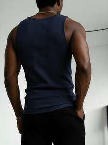 GRDR Men's Narrow Shoulder Tank Top, Fashionable For Summer - Navy Blue - View 5