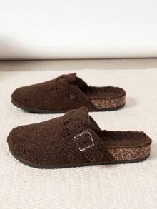 Papuci de pluș pentru bărbați - Parte superioară și căptușeală din material moale, Talpă din PVC absorbantă de șocuri, Potriviti pentru purtare în interior și în exterior, Papuci de casă casual, Unisex - Bej