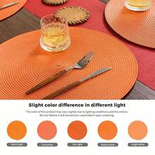 FunWheat Round Braided Placemats Set Of 6 Table Mats For Dining Tables Woven Washable Non-Slip Place Mats 15 Inch(Orange, 6pcs),Orange15inchessetof6 - Orange15inchessetof6 - View 6