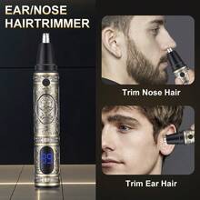 Men's Electric Shaver With Replaceable Sideburn Trimmer, Nose Hair Trimmer, Digital Display, USB Charging, Gift For Men - Bronze - View 5