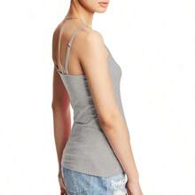 Hanes Cami de algodón elástico con Brasier de Estante Integrado Camisa Cami para Mujer - GreyHeather1paquet - Ver 6