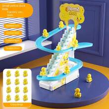 儿童互动小鸭爬楼梯玩具 - 适合3-6岁儿童，电动轨道，益智玩具，带音乐和灯光，理想的生日礼物 - 彩色 - 查看 11