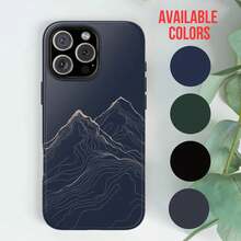 Mountain Line Design Phone Case, Minimalist Phone Case,  16 15 14 13 12 11 8 X Pro Max Plus, Tough Phone Case, Nature Lover Gift - Midnight Blue-glossy - View 2