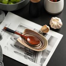 Ceramic Kitchen Utensil Holder, Spoon Rest Rack, Vintage Ceramic Soup Spoon Holder, Ladle Tray, Cookware Storage Tray, Coffee & Dessert Spoon Resting Plate, Ideal Mother's Day & Christmas Gift, Vintage Kiln-Fired Multicolor Design