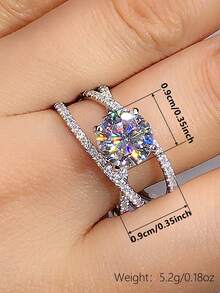1 PC Glamorous Cubic Zirconia Ring For Women Wedding Engagement Valentine's Day Party Gift - 1# - View 5