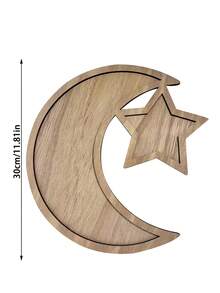 1pc Wooden Tray, Creative Moon & Star Shaped Food Serving Platter, Suitable For Kitchen & Dining Table - Multicolor - View 10