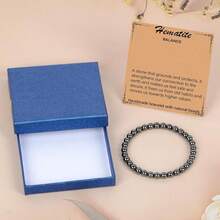 LPBeads Handmade Natural Gemstone Stretch Elastic Bracelet Healing Crystal Round Stone Beads Jewelry Gifts For Women Men,6mm,Hematite - 赤鐵礦 - 查看 3