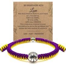 LAMIBEE - Pulsera de béisbol trenzada ajustable, regalo de joyería de béisbol con colores del equipo y tarjeta de inspiración, accesorios de béisbol para jugadores aficionados, Mediano, NO, cristal - 1 - Ver 2