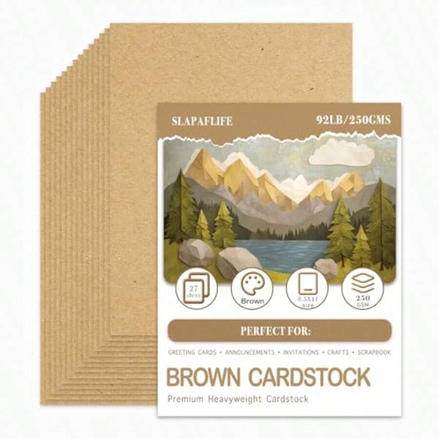 27 Sheets Brown Cardstock Heavy Brown Craft Paper 8.5 X 11 92lb/250gsm Cardstock Paper For Invitations Scrapbooking Art Crafts DIY Projects And Drawing - 棕色 - 查看 1