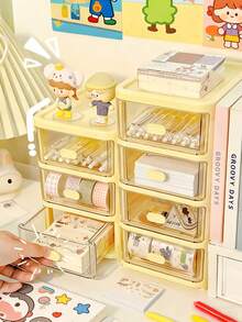 2/3/4/5层透明桌面收纳盒，带抽屉，多层化妆品收纳盒，大容量防尘防水柜，适用于化妆品、文具、学习用品，居家办公必备，夏季女孩收纳整理好物，旅行收纳好礼