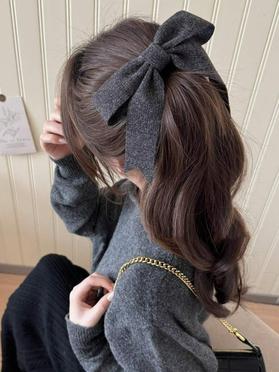 1pc Knitted Hairpin With Bow For Women, Elegant And High-End Hairpin, Half-Up Hair Spring Clip, Top Hairpin,Bow, Ribbon, Duckbill Clip, Large Hair Clip, Women's High-End Feeling, Half Zip Hair Clip, Temperament, Grab Clip Hair Accessory,Stocking Stuffers,Stocking Fillers,Stocking Stuffers For Women,Stocking Fillers Women,Christmas Gifts,Gifts,Christmas Stocking Fillers,Gifts For Women,Gift,Christmas Gift,Stocking Stuffers For Adults,Stocking Fillers For Adult,Hair Stuff,Women's Accessories,Stocking Stuffer,Coming-Of-Age Hair Accessory,Christmas Hair Accessories,Gift Ideas For Women,Beauty Stocking Fillers,Christmas Gifts For Women - Multicolor - View 1