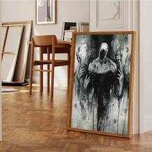 1幅/套复古黑色帆布墙画，高清帆布印刷，非常适合现代客厅、卧室、家居、办公室、教室、儿童房、浴室、餐厅、厨房、餐厅墙面装饰，抽象艺术墙画，复古风格海报，不含画框 - 黑與白 - 查看 3
