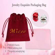 MICOO 925 Sterling Silver Charms For Bracelets,Fashion DIY Dangle Pendants Beads Simulated Birthstone Charms,Birthday Gifts For Women,2RedandWhiteCharms - 2個紅白相間的吊墜 - 查看 4