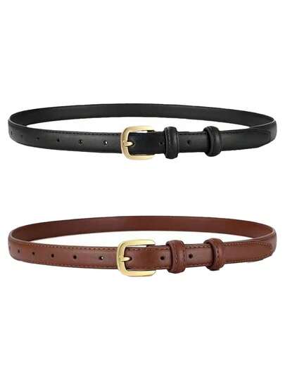 女士腰带，纤细简约黑色，时尚装饰，可搭配连衣裙、束腰、紧身牛仔裤等。