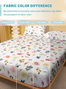 1 Stück minimalistischer, moderner Blumen- und Blattdruck Spannbettlaken, bedruckter Bettbezug für Schlafzimmer, Bettwäsche (Kissenbezug nicht enthalten) - Verschiedenfarbig - Übersicht 5