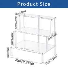 三层亚克力香槟塔架，带15个酒槽，透明壁挂式鸡尾酒架，适合圣诞派对、生日、婚礼派对礼物、学校庆典等场合。 - 透明 - 查看 10