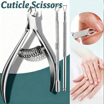 1件/3件套，不锈钢钳子，专业美甲沙龙鹰嘴斜口指甲修剪工具。在家或个人护理中精准修剪指甲和脚趾甲：去除难以触及角落的毛发/角质。