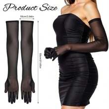 Long Black Sheer Oves Lace Opera Oves Mesh Women Formal Ove Tulle Ove 1920s Accessories Tea Party Accessory Flapper Prom Accessories For Women Bridal Wedding 21.65 Inch