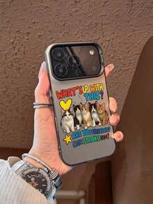 1pc Funda de Teléfono de TPU de Cobertura Completa a Prueba de Golpes con Borde Suave y Gatitos Lindos, Texto Colorido '¿Qué pasa con esto?' ¿Eres amigable? ¿Puedo acariciarlo? ', Elementos de Corazón y Estrella para Amantes de Gatos Navidad Compatible con iPhone 17/16/15/14/13/12/11/Plus/Pro/Promax/Air, Galaxy S25/S24/S23/S22/S21/FE/Plus/Ultra, Interesante Rompecabezas Impermeable a Prueba de Golpes Resistente a Rasguños, Funda de Teléfono Estilo Navidad, Regalo de Navidad Perfecto - Negro - Ver 2