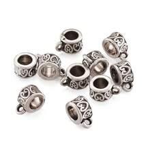 Craftdady 20Pcs Antique Silver Column Bail Beads  Metal Carrier Bead Hanger Connector Links Inner Diameter 5mm For Pendant European Jewelry MaFKing,AntiqueSilverColumn-3 - 古董銀柱-3 - 查看 3
