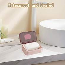 1个装旅行皂盒，防漏皂盒，便携式条状皂架，带盖皂盒碟，适用于浴室、淋浴、健身房、学校、露营、度假、旅行等场合，必备品