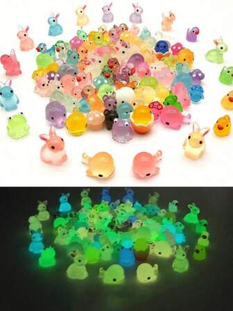 20/40pcs Cute Mini Animal Food Glow-In-The-Dark Miniature Figurines - Fun Gifts For Easter, Valentine's Day, Christmas And Other Parties! Various Colors And Styles, Perfect For Gifting, Home Decor And Holiday Celebrations, Gift Bag (Style Random)