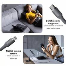 C, C Carga Rapida para 14/13/13 Pro/12/12 Pro/11/XS/8 Plus Pro, Carga Rapida Tipo C 2M Gris - Cable USB-C - Ver 6