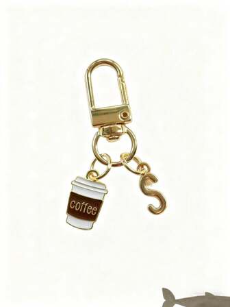 Llavero con dije personalizado de café con iniciales y mensaje de regalo / mensaje de agradecimiento