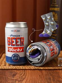 1 Paio Di Calzini Multicolore Alla Caviglia, Confezione Regalo Unisex Per Coppie, Calzini Morbidi A Tema Birra, Design Creativo Ispirato Al Cibo, Comodi E Versatili, Adatti Per Compleanno, San Valentino, Pasqua, Ramadan, Appuntamenti, Riunioni Familiari, Feste, Vacanze, Moda Unica Per Uso Quotidiano