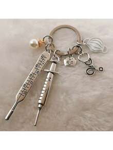 Medical Tools Keychain Set – Stethoscope, Syringe & Mask Keychain, Perfect Nurse Gift, Medical Accessories For Nurses & Healthcare Workers - Black - View 10