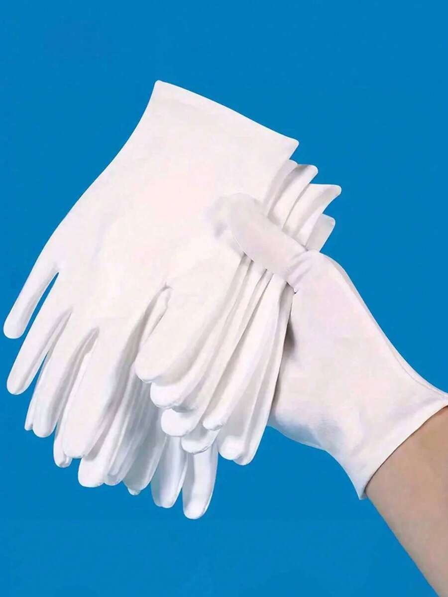 3pairs White Gloves, Suitable For Eczema And Dry Hands - Breathable Work Gloves With Lining - Moisturizing SPA Soft Jewelry Inspection Gloves - Elastic Fit Cloth Gloves, Suitable For Most Women,Used For Digging, Planting, Weeding, Protecting Nails And Fingers, Suitable For Men And Women, All Finger Gloves, Hand Washable
