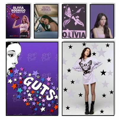1pc Music Album Poster - O-Olivia's Rodrigo Guts, Adhesive Wall Art Print Suitable For Home, Living Room, Bedroom, Bar And Other Spaces To Create Decorative Aesthetics