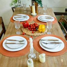 FunWheat Round Braided Placemats Set Of 8 Table Mats For Dining Tables Woven Washable Non-Slip Place Mats 15 Inch(Pumpkin Orange,8pcs),PumpkinOrange15inchessetof8 - LabuJeruk15 inciset8 - View 7
