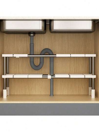 Expandable Kitchen Storage Rack, Multi-Functional Cabinet, Multi-Layer Single-Layer Cabinet Shelf, Sink Organizer Rack, Stackable Stainless Steel Pipe Rack, Suitable For Bathroom Storage, Wardrobe Organization, Kitchen Utensil Storage, Back To School Essential