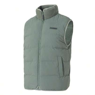 Skechers Men's Cotton Vest, Reversible, Suitable For Commuting, Outdoor, Hiking, Casual, Comfortable, Fluffy, Lightweight, Sleeveless, Stand Collar Jacket, L423M010-035Z