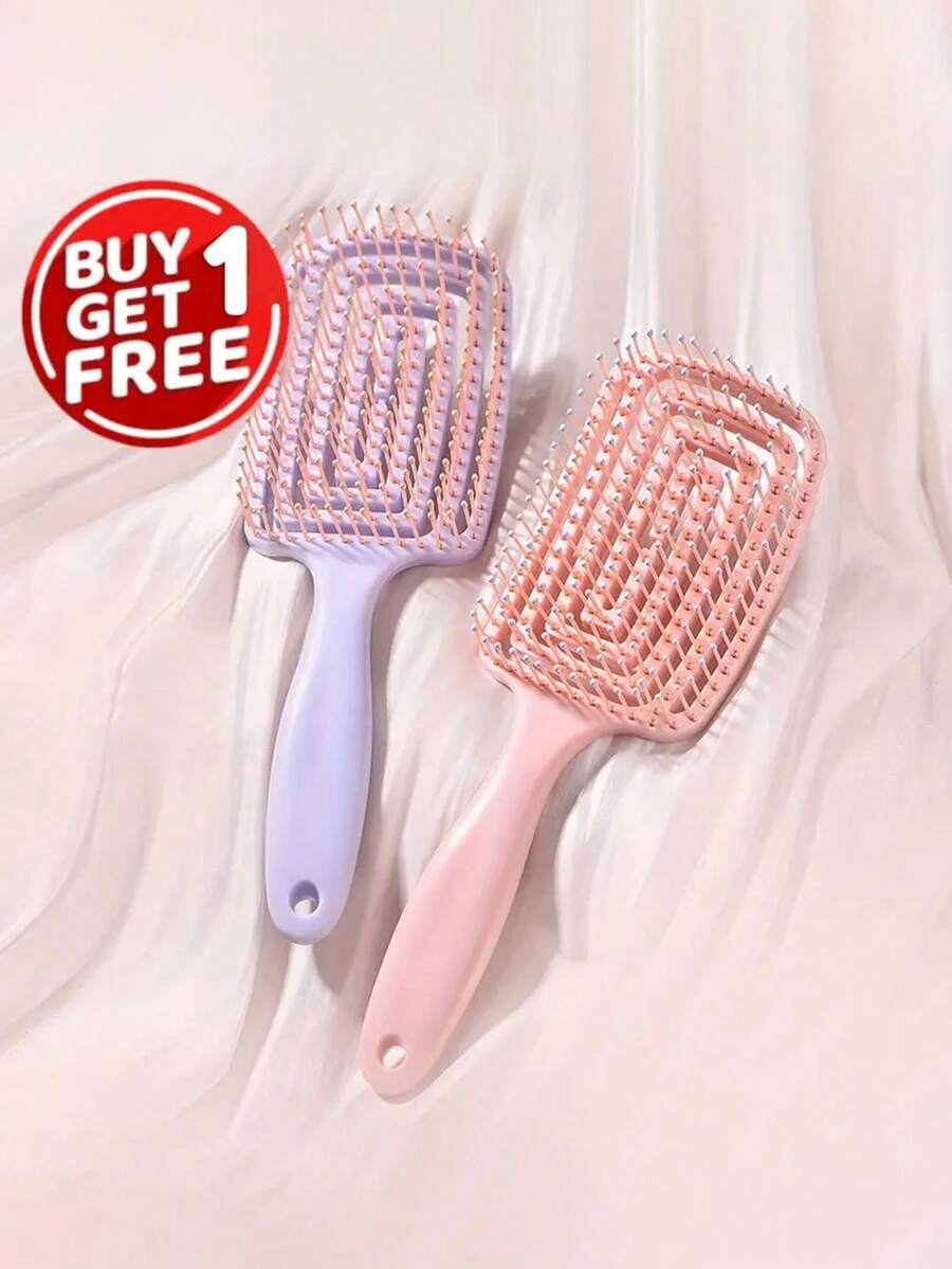 Buy 1 Get 1 Free! Large Purple & Pink Ombre Hair Brush. This Gentle Massage Brush Won't Damage Scalp Or Hair, Suitable For Long Or Short Hair, Especially Great For Curly Hair. It's An Essential Item For Hair Care And Curling, Can Be Used At Home, Office, Or School. Also An Ideal Gift For Girlfriend, Mother, Or Friend, Especially For Valentine's Day, Birthday, And Various Holidays.