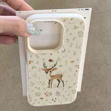 1pc TPU Material Pink Bow Deer Lily Flower Pattern Phone Case Compatible With IPhone11, IPhone12, IPhone13, IPhone14, IPhone15, IPhone16, IPhone17promax,Christmas Accessories.Compatible With IPhone 17 ProMax,Christmas Decor,Christmas Gifts,Cute Phone Cases - 白色 5 - 查看 4